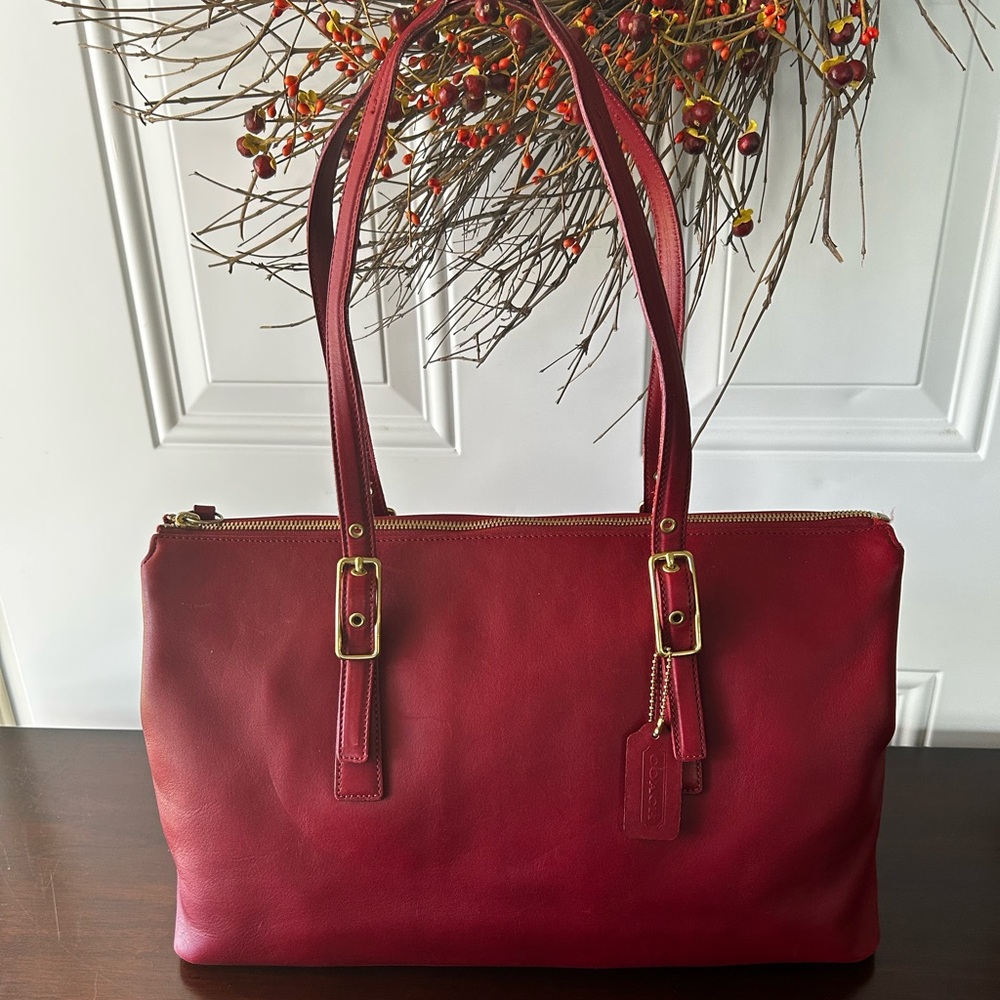 Coach Burgundy Leather Tote Bag